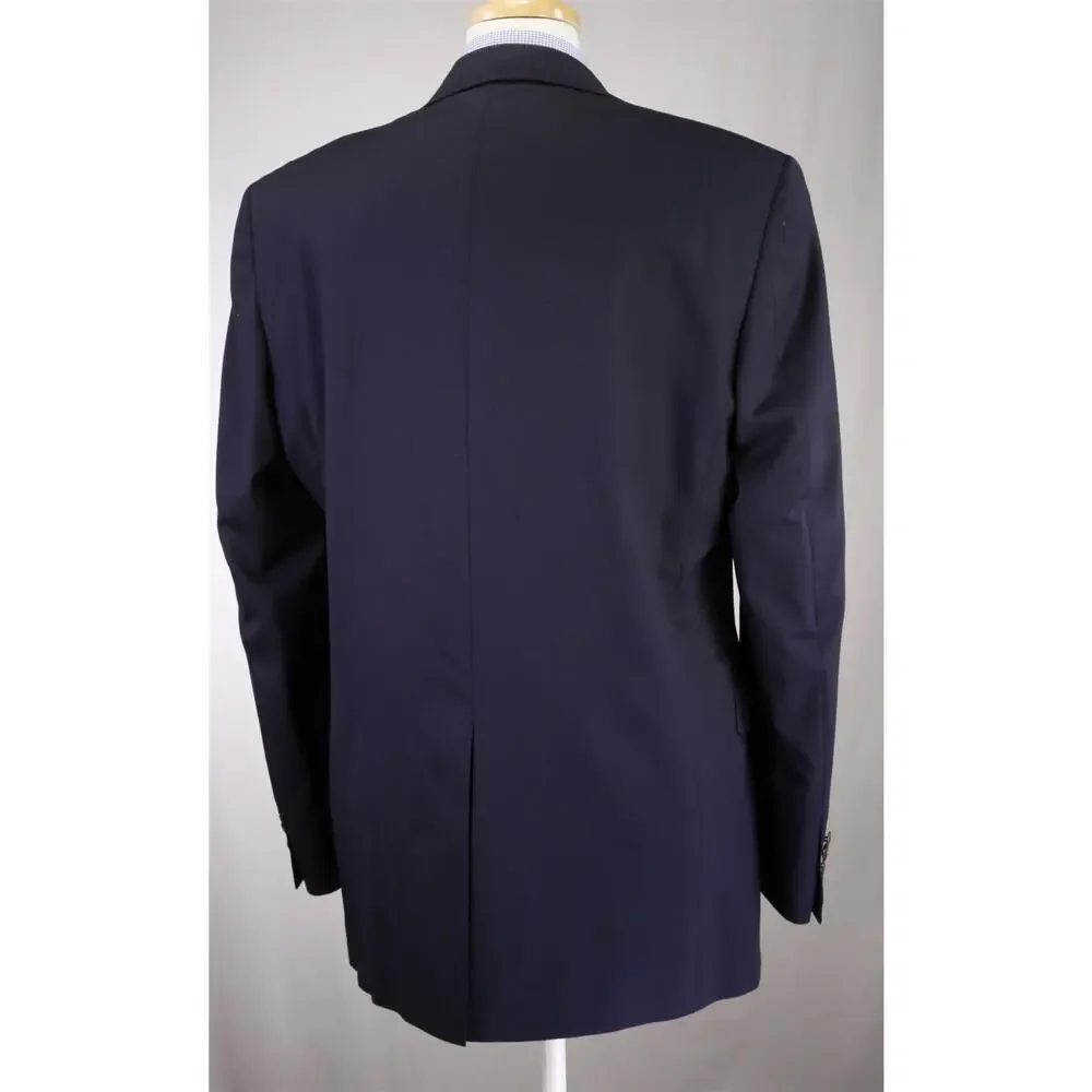 Hart Schaffner Marx Navy Blue Gold Metal Buttons Wool Blazer Jacket 40L